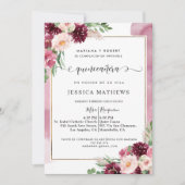イン，バスペインのルガンディとピンクのフローラキンセアニラ 招待状 (正面)