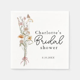 イン・ブルーム ワイルドフラワー フローラル ブライダルシャワー スタンダードカクテルナプキン