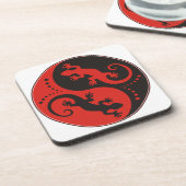 イン&ヤンゲッコス黒赤+あなたの背景アイディア コースター (左側)