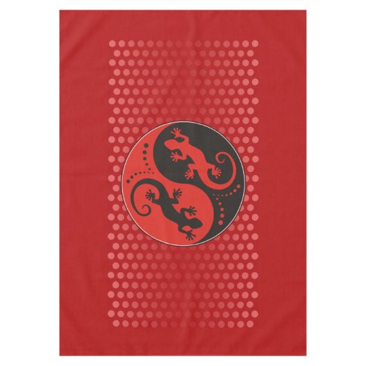 イン&ヤンゲッコス黒赤+あなたの背景アイディア テーブルクロス (正面)