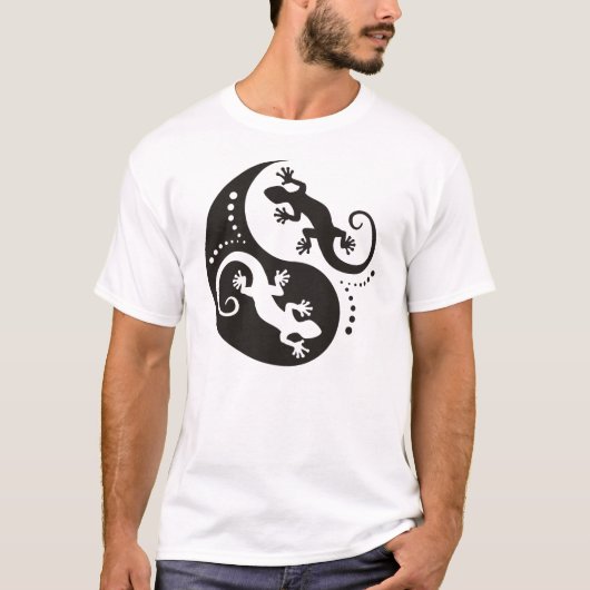 イン&ヤンゲッコス黒+あなたのアイディア Tシャツ (正面)