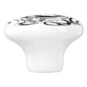 イン&ヤンシンボルブラックアンドホワイトタトゥースタイル セラミックノブ (側面)