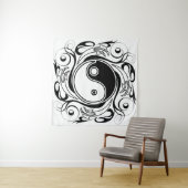 イン&ヤンシンボルブラックアンドホワイトタトゥースタイル タペストリー (インサイチュ)