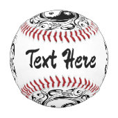 イン&ヤンシンボルブラックアンドホワイトタトゥースタイル 野球ボール (正面)