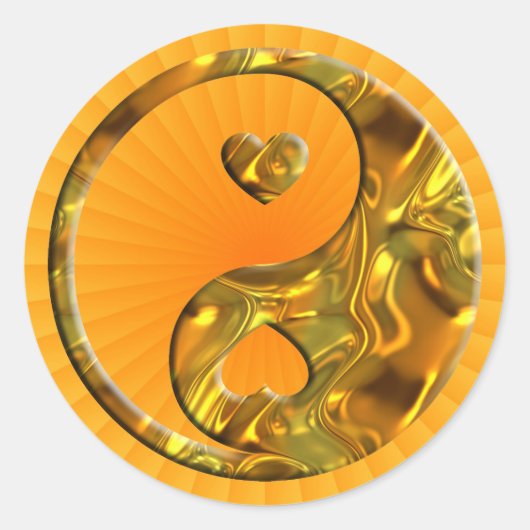 イン&ヤン/ハート金ゴールド ラウンドシール (正面)