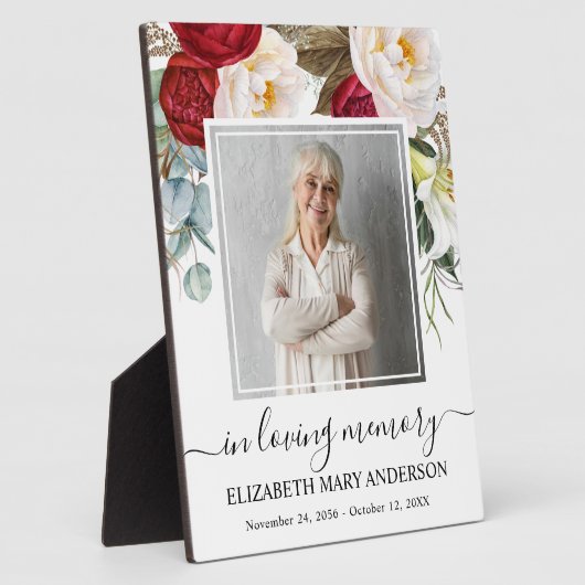 イン・ラブ・メモリー写真レッド・ローズ・フローラ記念 フォトプラーク (側面)