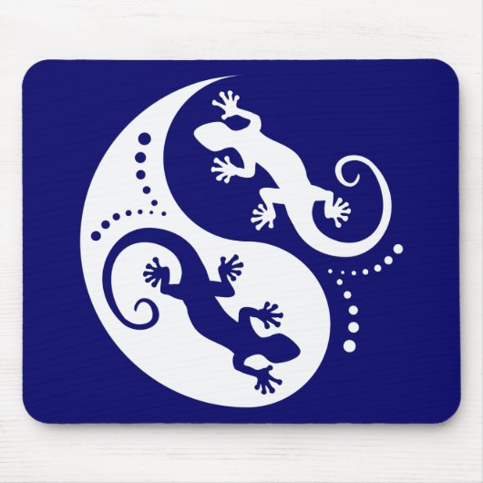 イン& YANG Geckos白+背景とアイディア マウスパッド (正面)