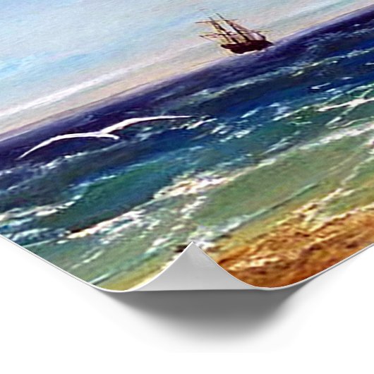 イヴァン・アイヴァゾフスキーによる海でのセーリング ポスター (角)