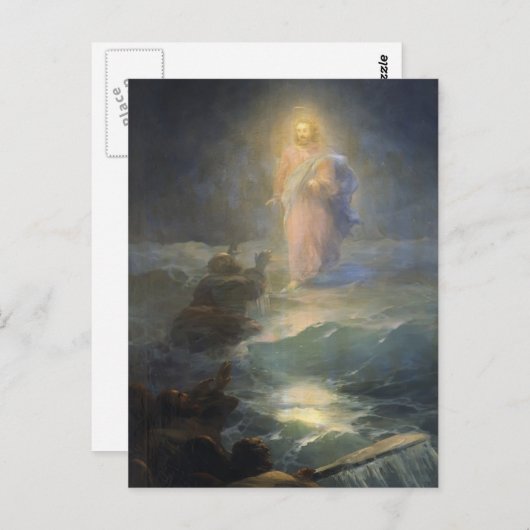 イヴァン・アイヴァゾフスキー – イエスは水の上を歩く ポストカード (正面/裏面)