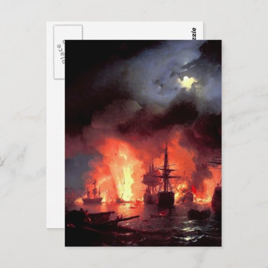 イヴァン・アイヴァゾフスキー – 夜のチェセムの戦い ポストカード (正面/裏面)