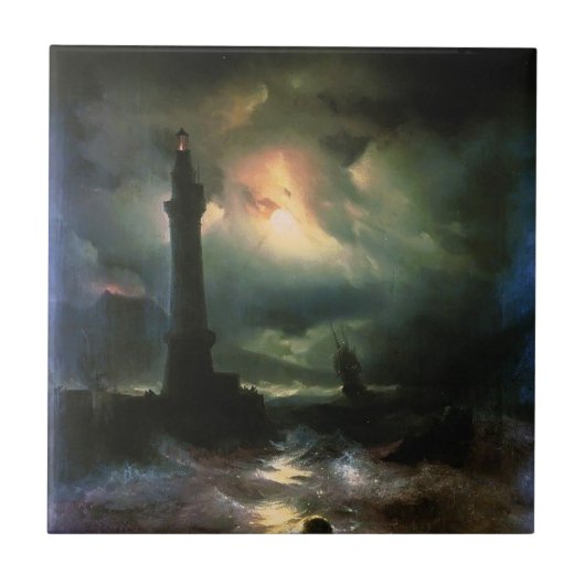 イヴァンAivazovsky-のNeapolitan灯台 タイル (正面)