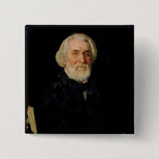 イヴァンS. Turgenev 1879年のポートレート 缶バッジ (正面)