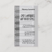 イヴ、アールデコ·レディー·イン·グレー·アンド·ターペ 名刺 (裏面)