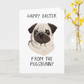 イーおもしろいスターカードの可愛い犬がバニー卵かごをふく カード (黄色い花)