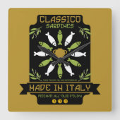 イーイタリアンジンアートプリントキッチンギフト スクエア壁時計 (正面)