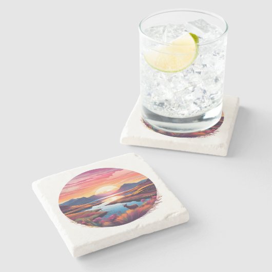 イーウェサンセットインスコットランド ストーンコースター (横)