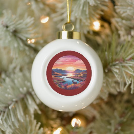 イーウェサンセットインスコットランド セラミックボールオーナメント (ツリー)