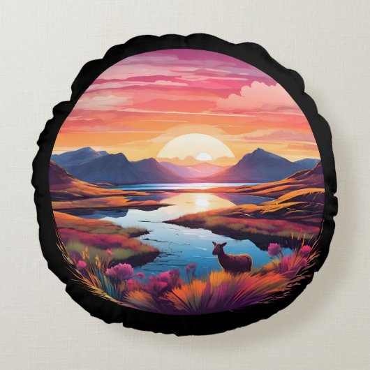 イーウェサンセットインスコットランド ラウンドクッション (正面)