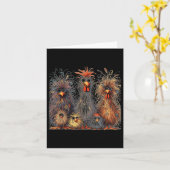 イーガーズのカラフルで面白いチキンアート カード (黄色い花)