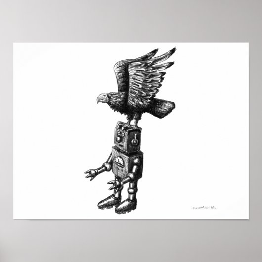 イーグルおもしろいインクペンスケッチアートポスター付きロボット ポスター (正面)
