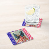 イーグルかわいらし7月4日愛国国旗 スクエアペーパーコースター (インサイチュ)