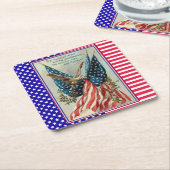イーグルかわいらし7月4日愛国国旗 スクエアペーパーコースター (アングル)