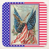 イーグルかわいらし7月4日愛国国旗 スクエアペーパーコースター (正面)
