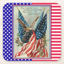 イーグルかわいらし7月4日愛国国旗 スクエアペーパーコースター