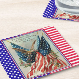 イーグルかわいらし7月4日愛国国旗 スクエアペーパーコースター