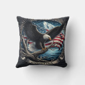 イーグルがアメリカ国旗を掲げて山の上を舞う クッション (裏面)