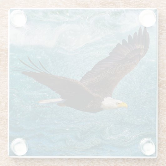 イーグルが嵐の上で舞い上がる ガラスコースター (裏面)