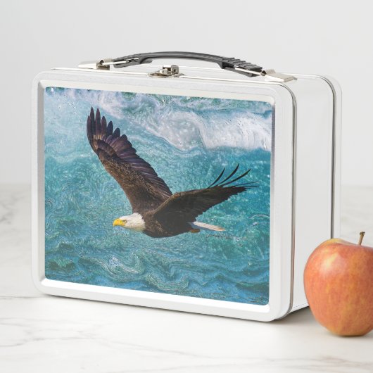 イーグルが嵐の上で舞い上がる メタルランチボックス (インサイチュ)
