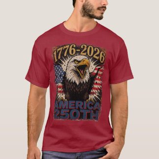 イーグルとアメリカ国旗のアートワーク Tシャツ