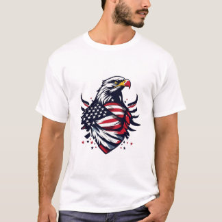イーグルとアメリカ国旗 – 愛国的な象徴 Tシャツ