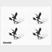 イーグルと矢印 楕円形シール (シート)