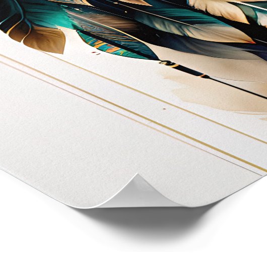 イーグルの羽とドリームキャッチャーのウォールアートポスター ポスター (角)