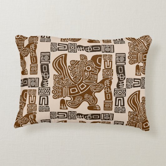 イーグルアステカウォリアー部族古代アート アクセントクッション (裏面)