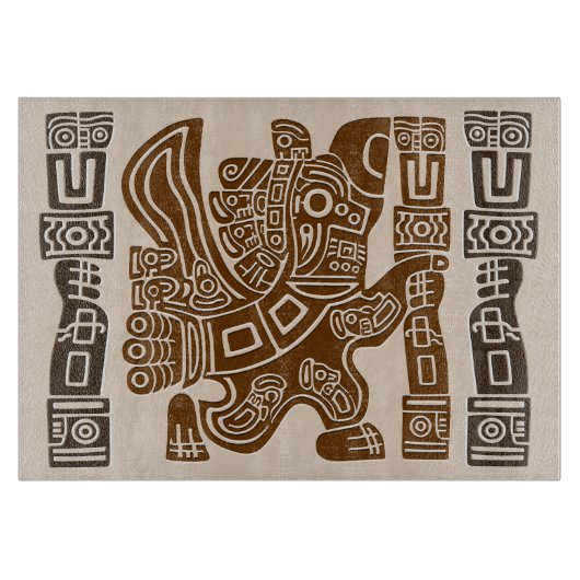 イーグルアステカウォリアー部族古代アート カッティングボード (正面)