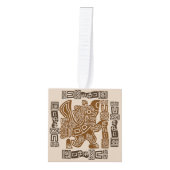 イーグルアステカウォリアー部族古代アート キューブオーナメント (正面)