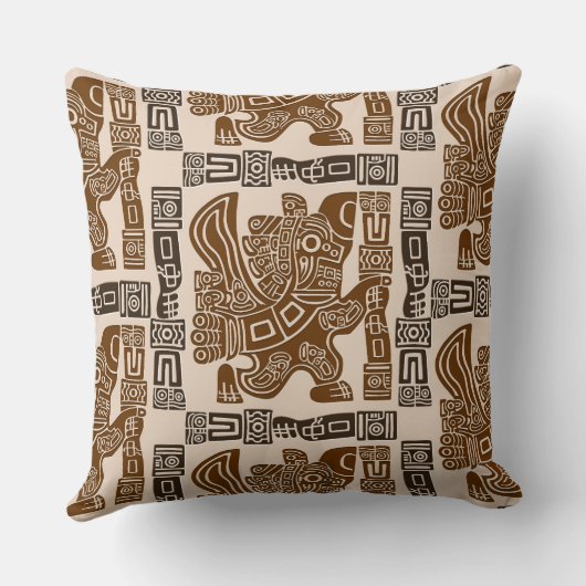イーグルアステカウォリアー部族古代アート クッション (裏面)
