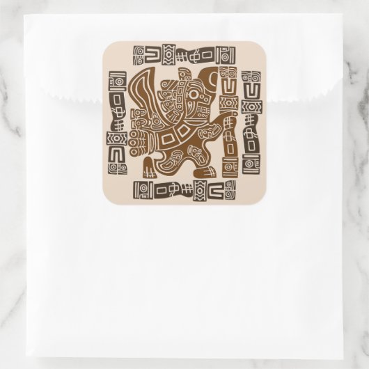 イーグルアステカウォリアー部族古代アート スクエアシール (バッグ)