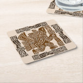 イーグルアステカウォリアー部族古代アート スクエアペーパーコースター (アングル)