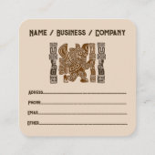 イーグルアステカウォリアー部族古代アート スクエア名刺 (裏面)