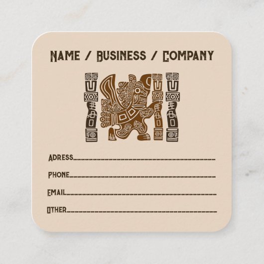 イーグルアステカウォリアー部族古代アート スクエア名刺 (裏面)