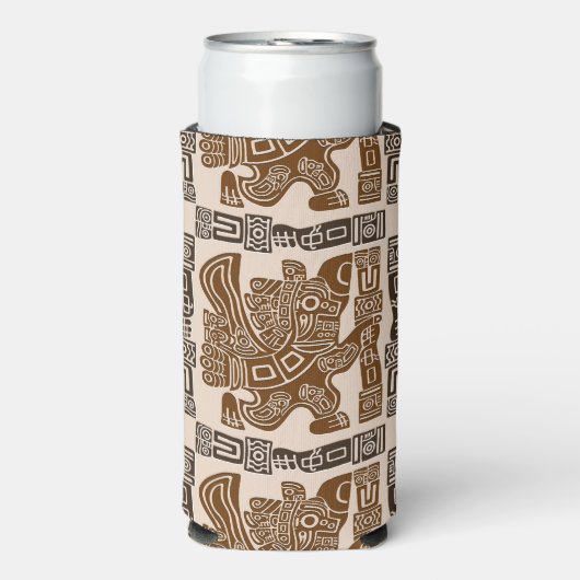 イーグルアステカウォリアー部族古代アート スリム缶クーラー (Seltzer正面)