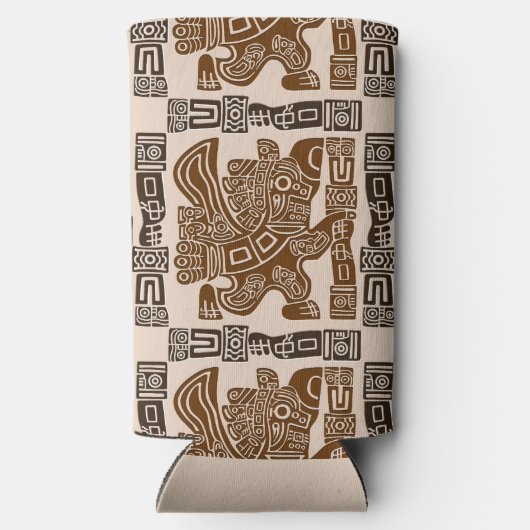 イーグルアステカウォリアー部族古代アート スリム缶クーラー (裏面)