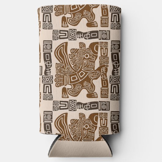 イーグルアステカウォリアー部族古代アート スリム缶クーラー (正面)