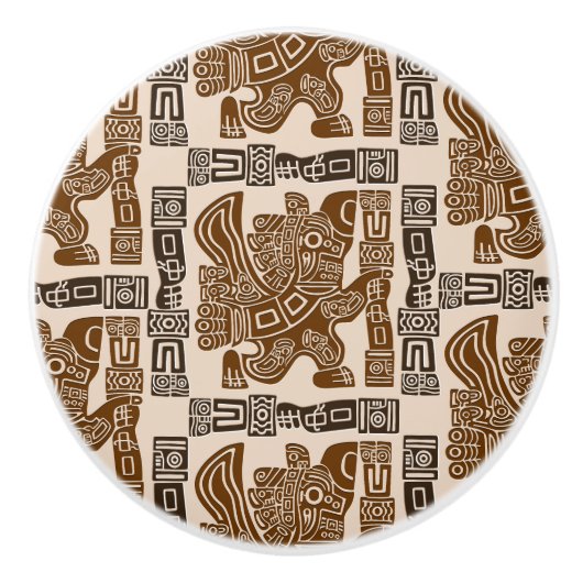 イーグルアステカウォリアー部族古代アート セラミックノブ (正面)