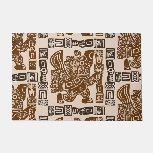 イーグルアステカウォリアー部族古代アート ドアマット (正面)