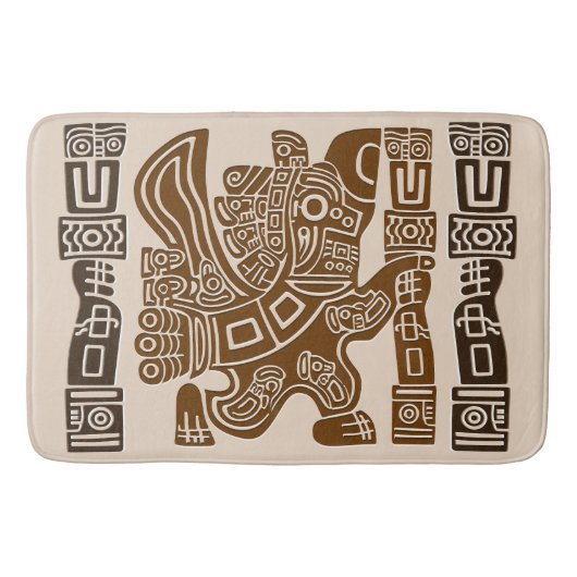 イーグルアステカウォリアー部族古代アート バスマット (正面)